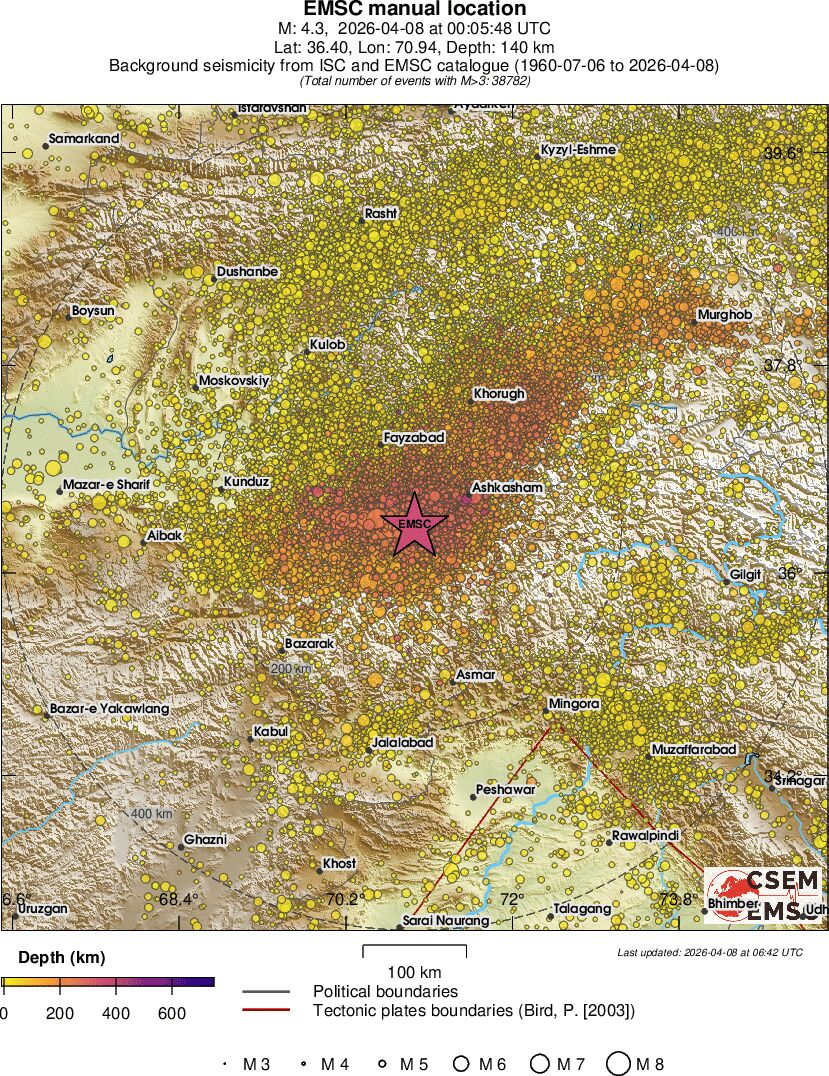 regional depth historical seismicity