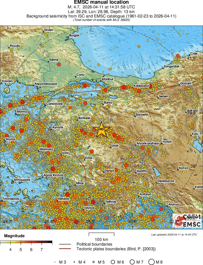 EMSC Sismisite Haritası 1961-2026