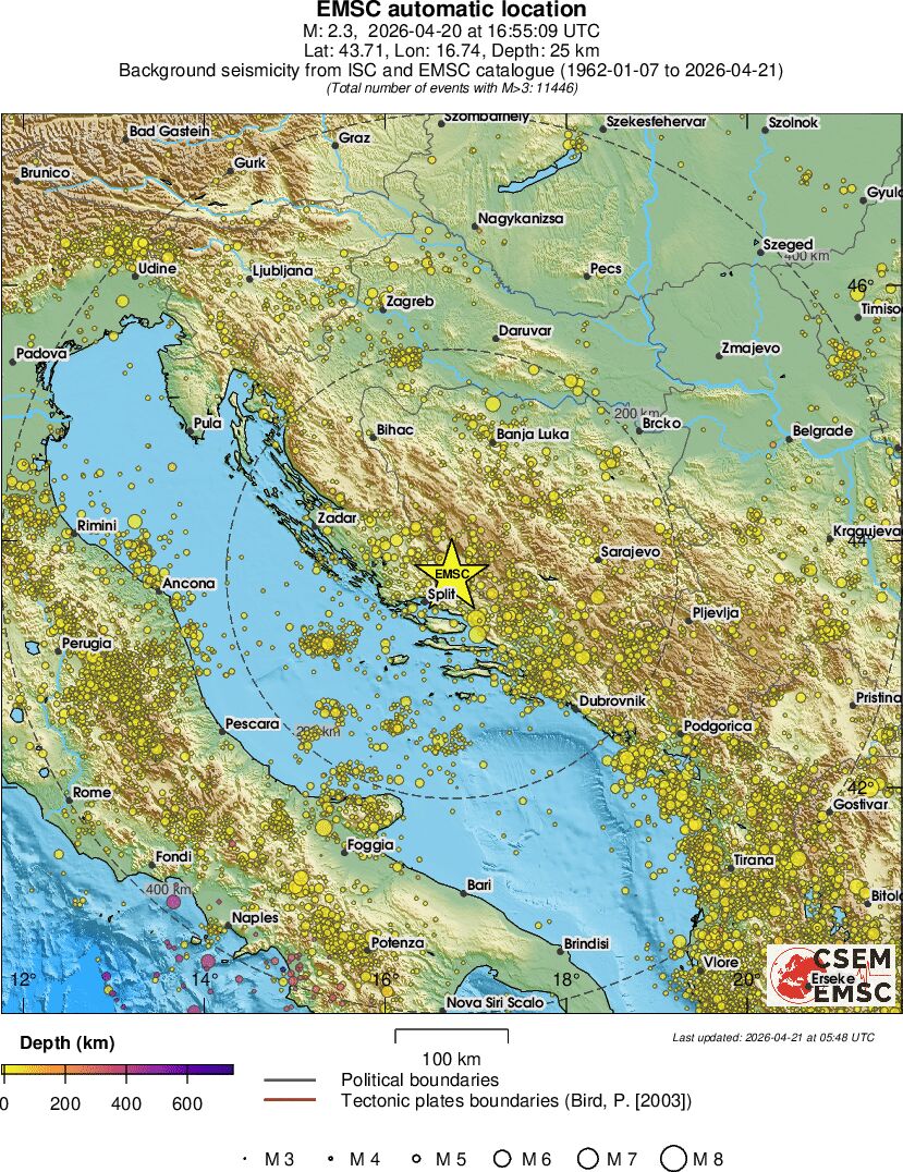 regional depth historical seismicity
