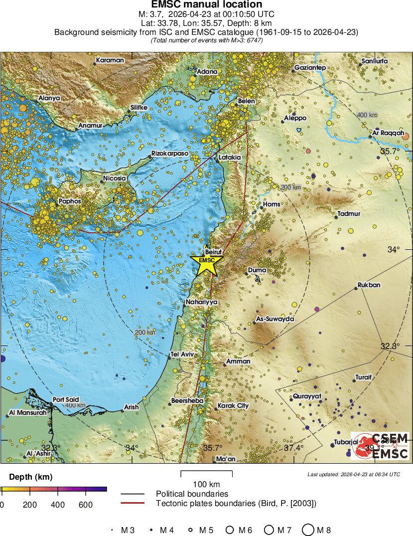regional depth historical seismicity