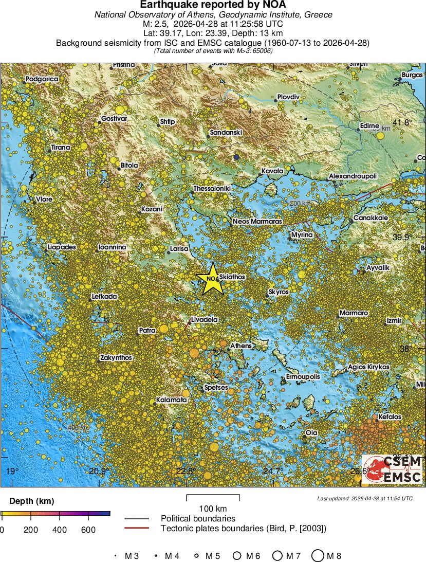 regional depth historical seismicity
