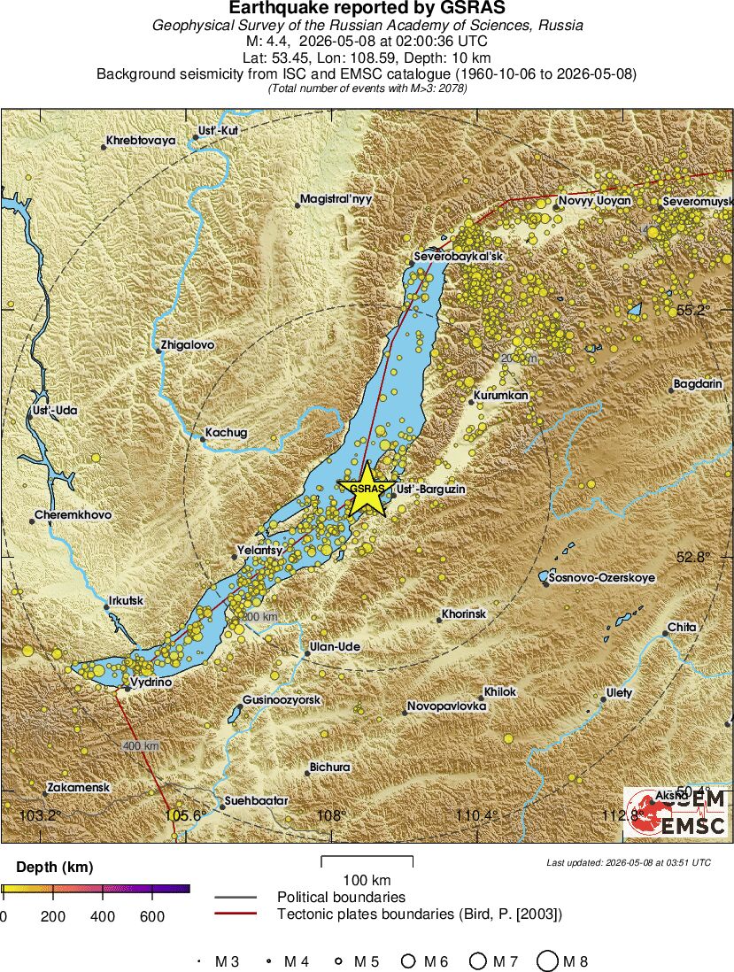 regional depth historical seismicity