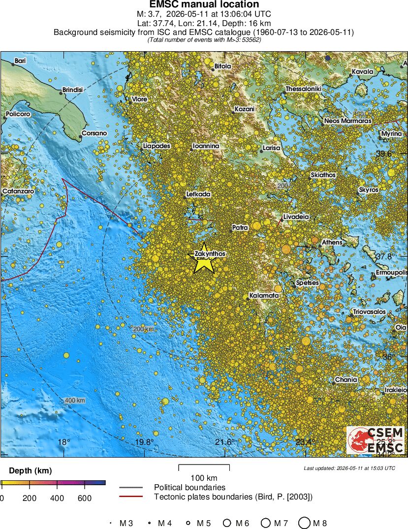 regional depth historical seismicity