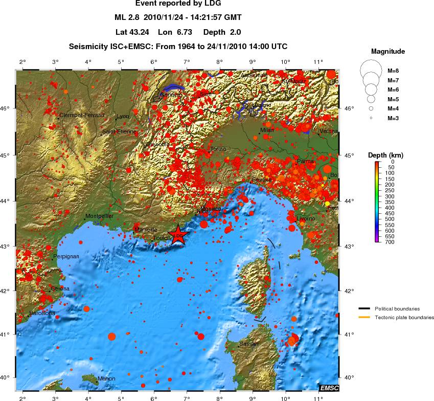 regional depth historical seismicity