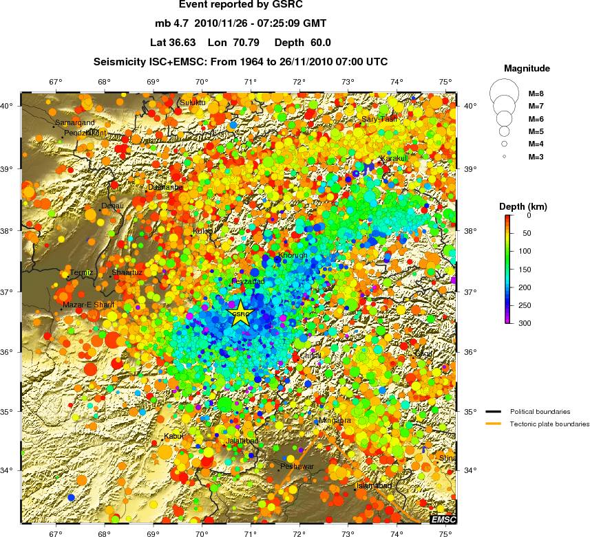 regional depth historical seismicity