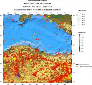 regional depth historical seismicity