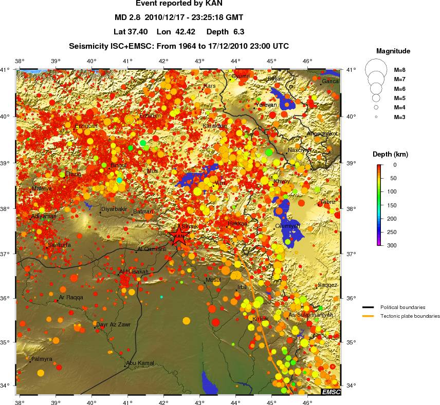 regional depth historical seismicity