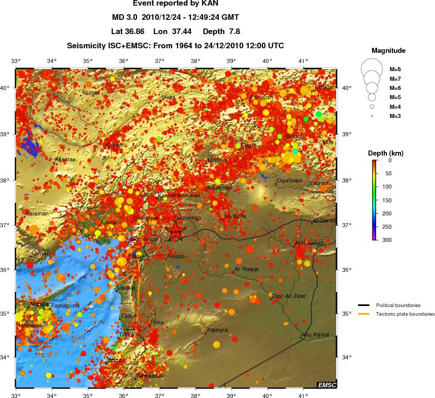 regional depth historical seismicity