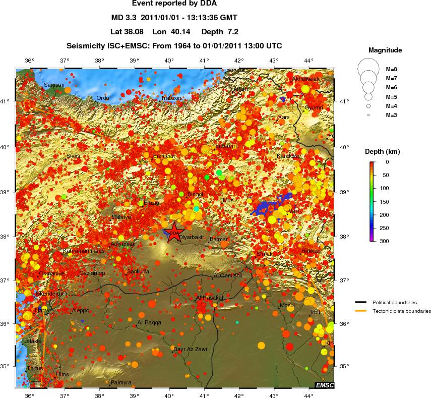regional depth historical seismicity