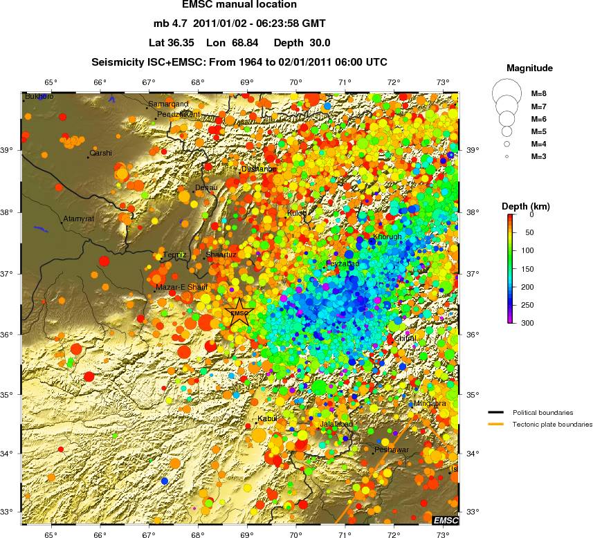 regional depth historical seismicity