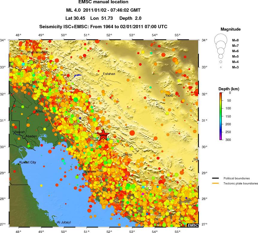 regional depth historical seismicity