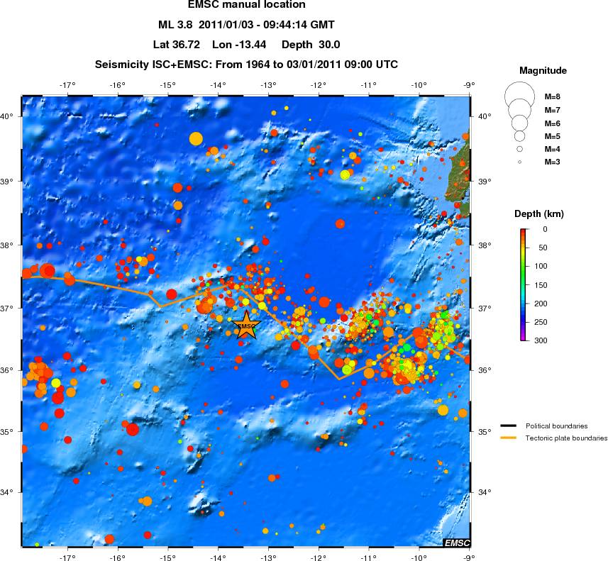 regional depth historical seismicity