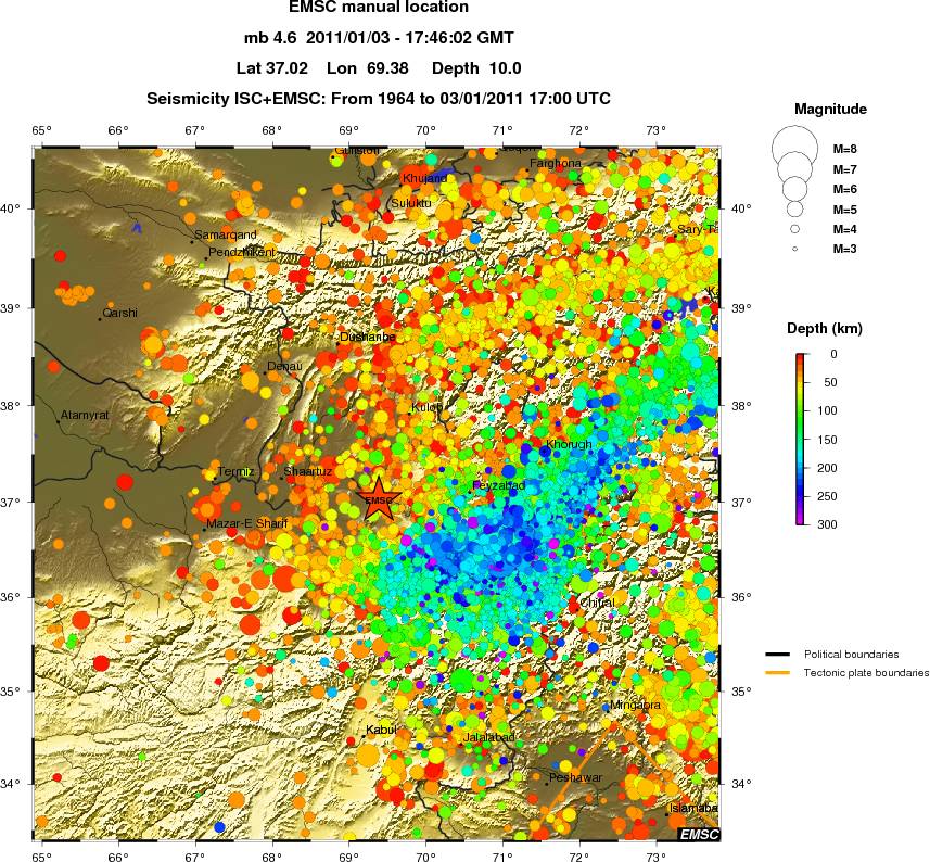 regional depth historical seismicity