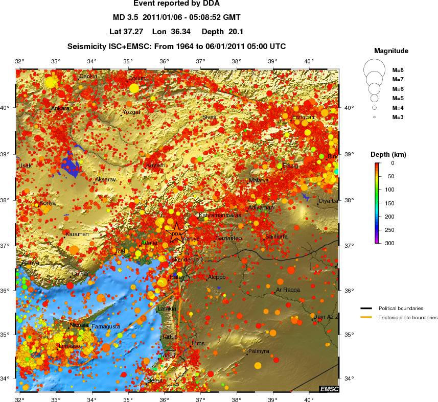 regional depth historical seismicity