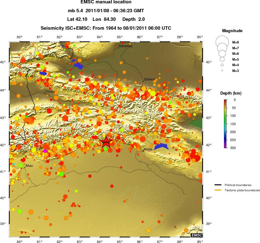 regional depth historical seismicity