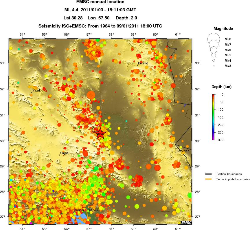 regional depth historical seismicity