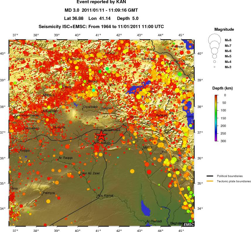 regional depth historical seismicity