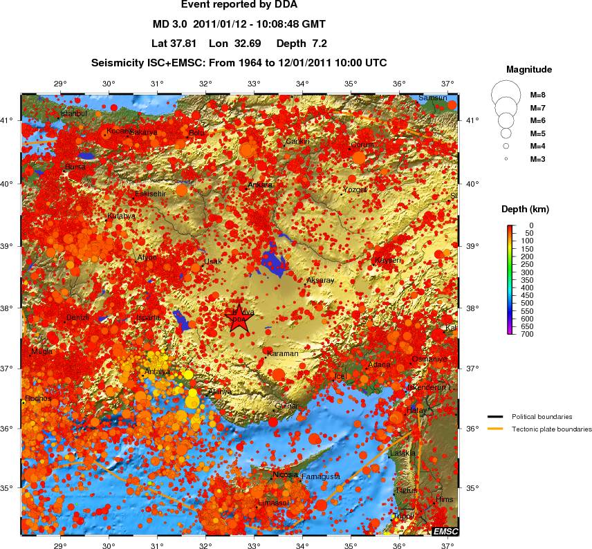 regional depth historical seismicity