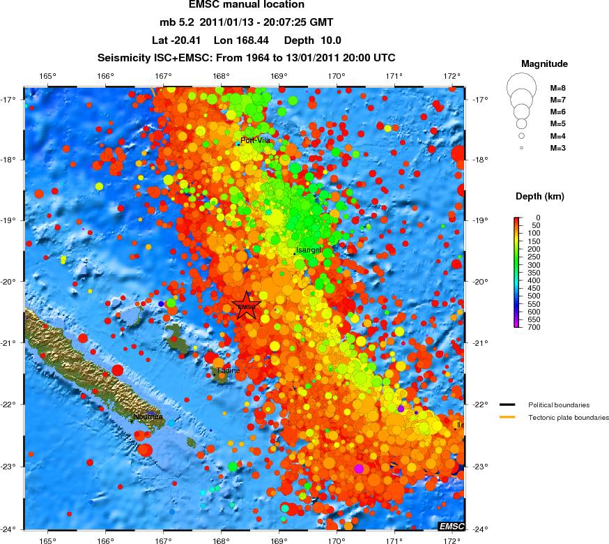 regional depth historical seismicity