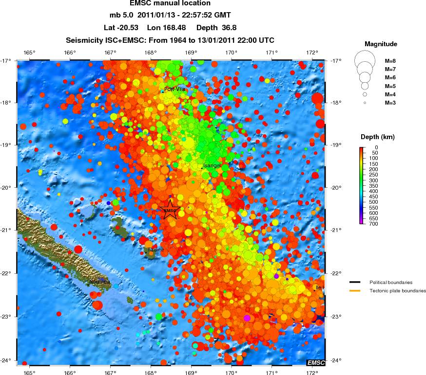 regional depth historical seismicity