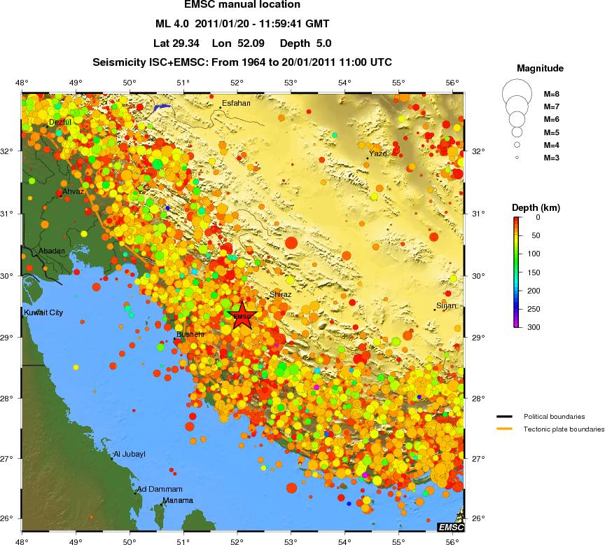 regional depth historical seismicity