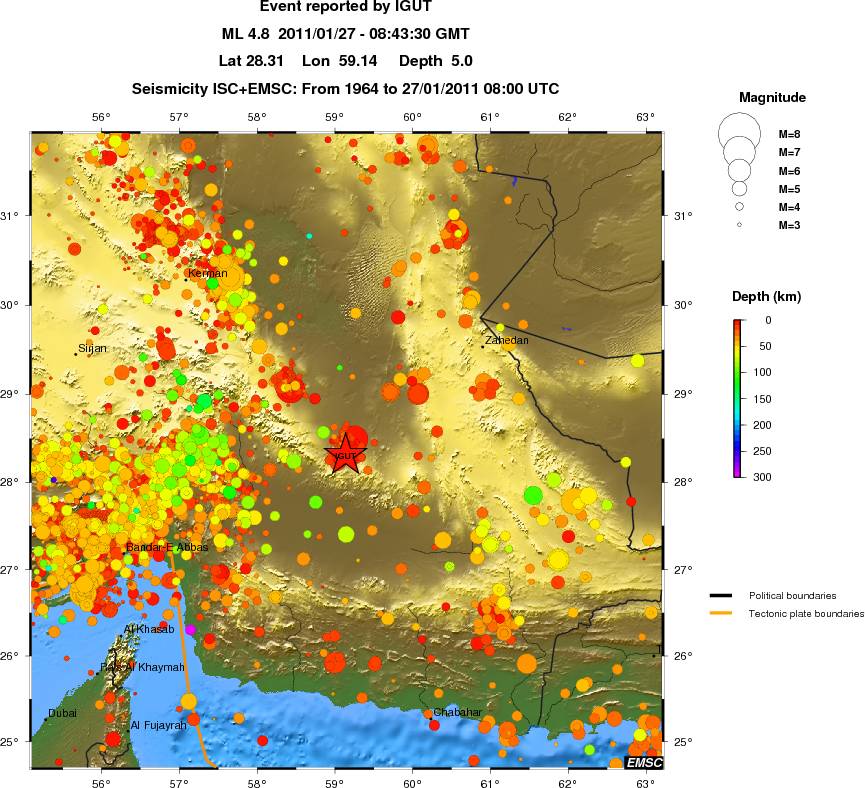 regional depth historical seismicity