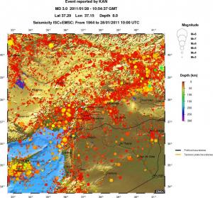regional depth historical seismicity