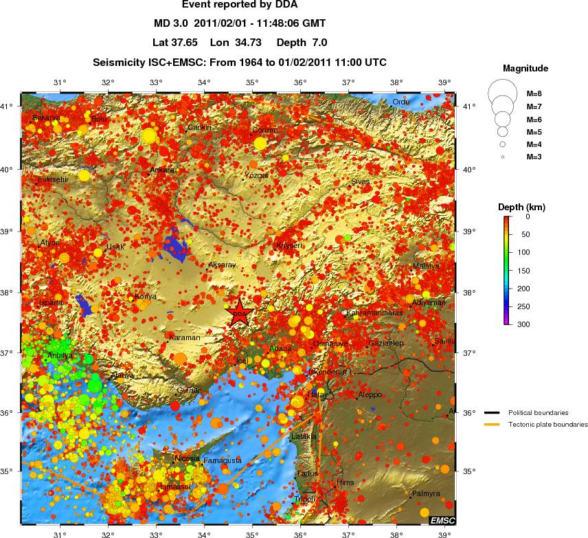 regional depth historical seismicity