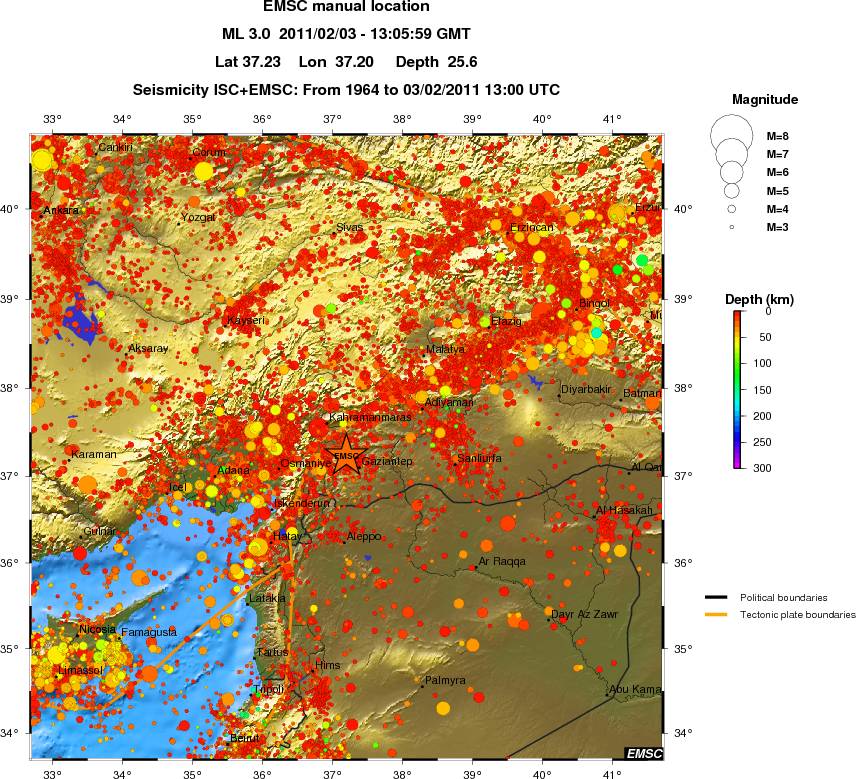 regional depth historical seismicity