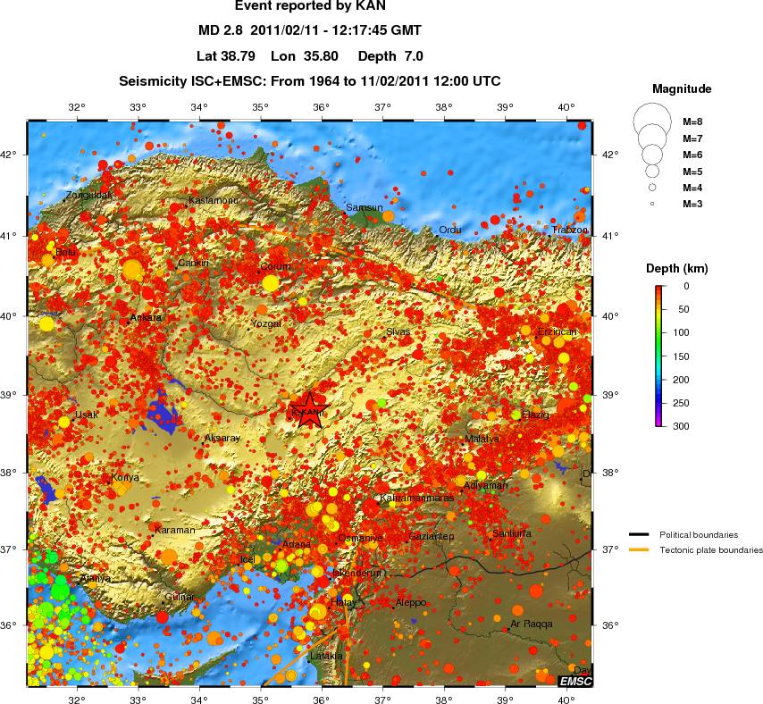 regional depth historical seismicity