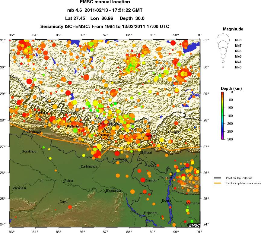 regional depth historical seismicity