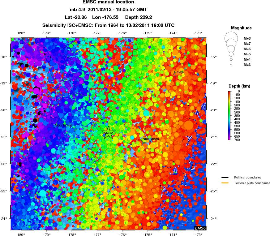 regional depth historical seismicity