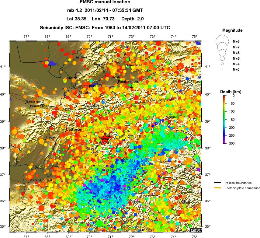 regional depth historical seismicity