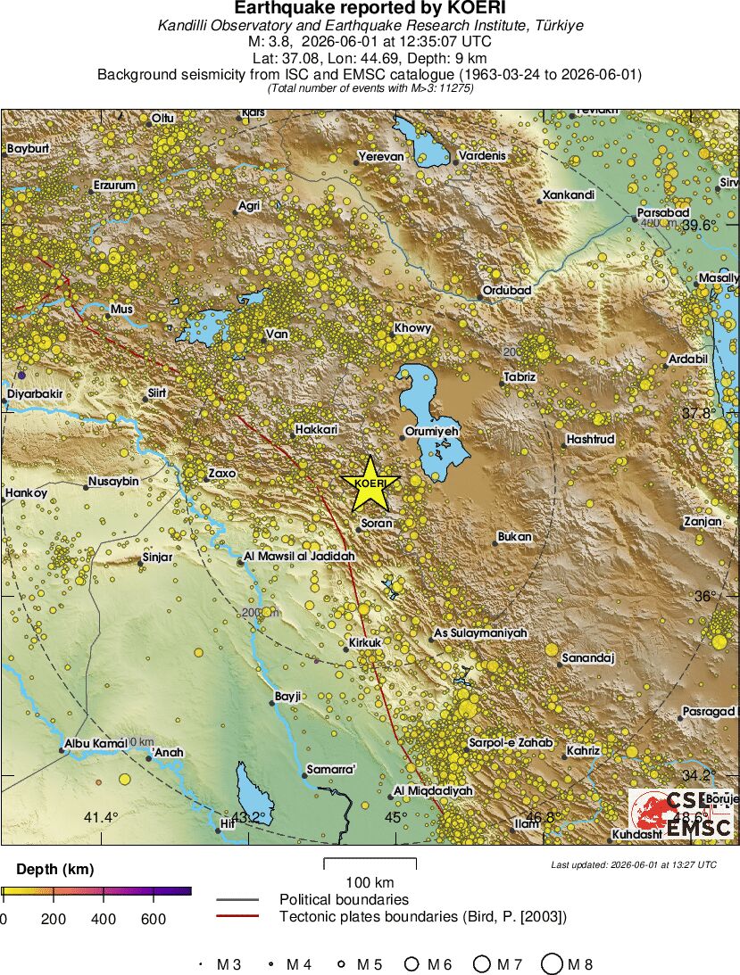 regional depth historical seismicity