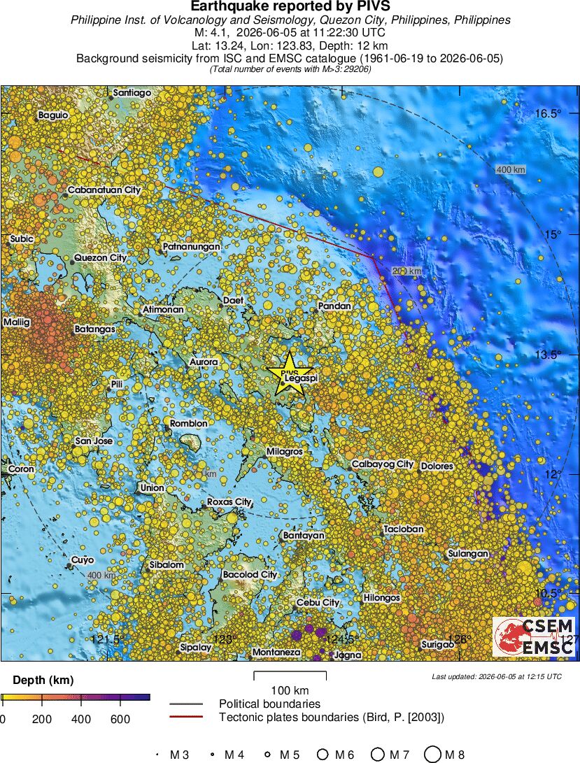 regional depth historical seismicity