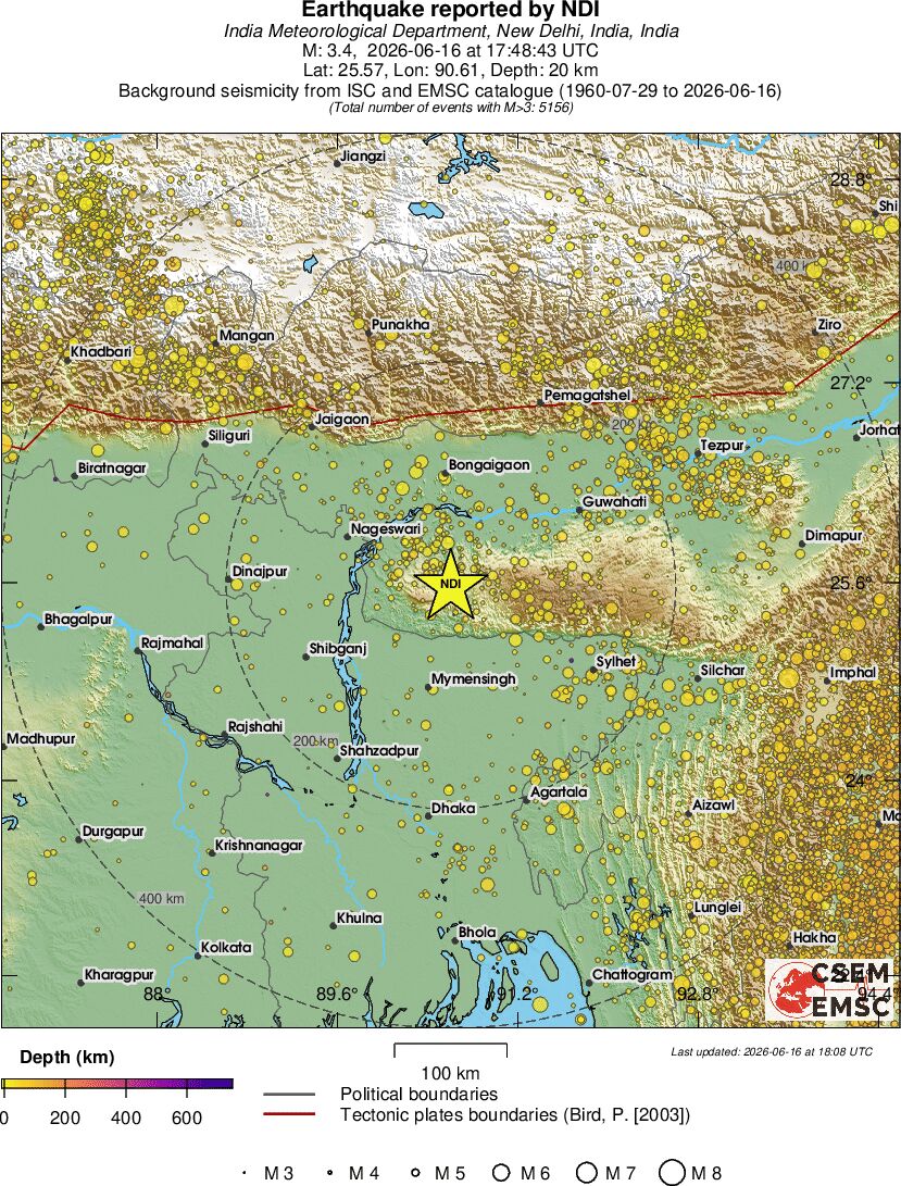 regional depth historical seismicity
