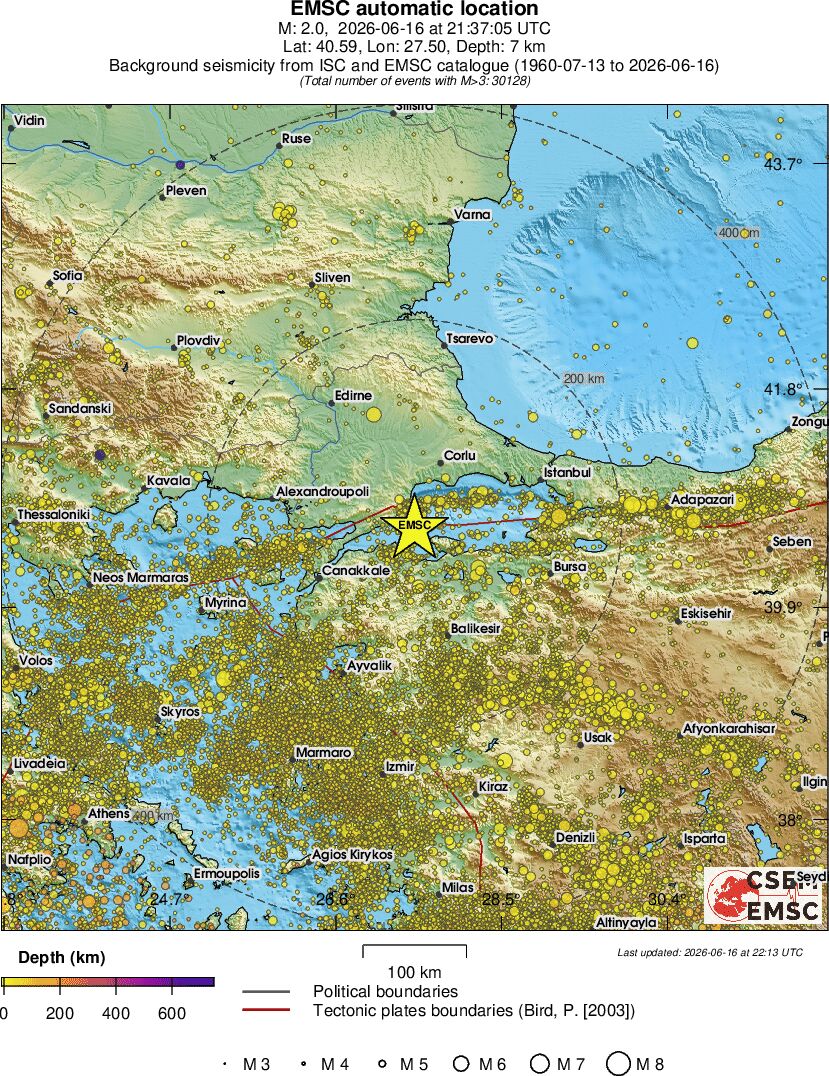 regional depth historical seismicity