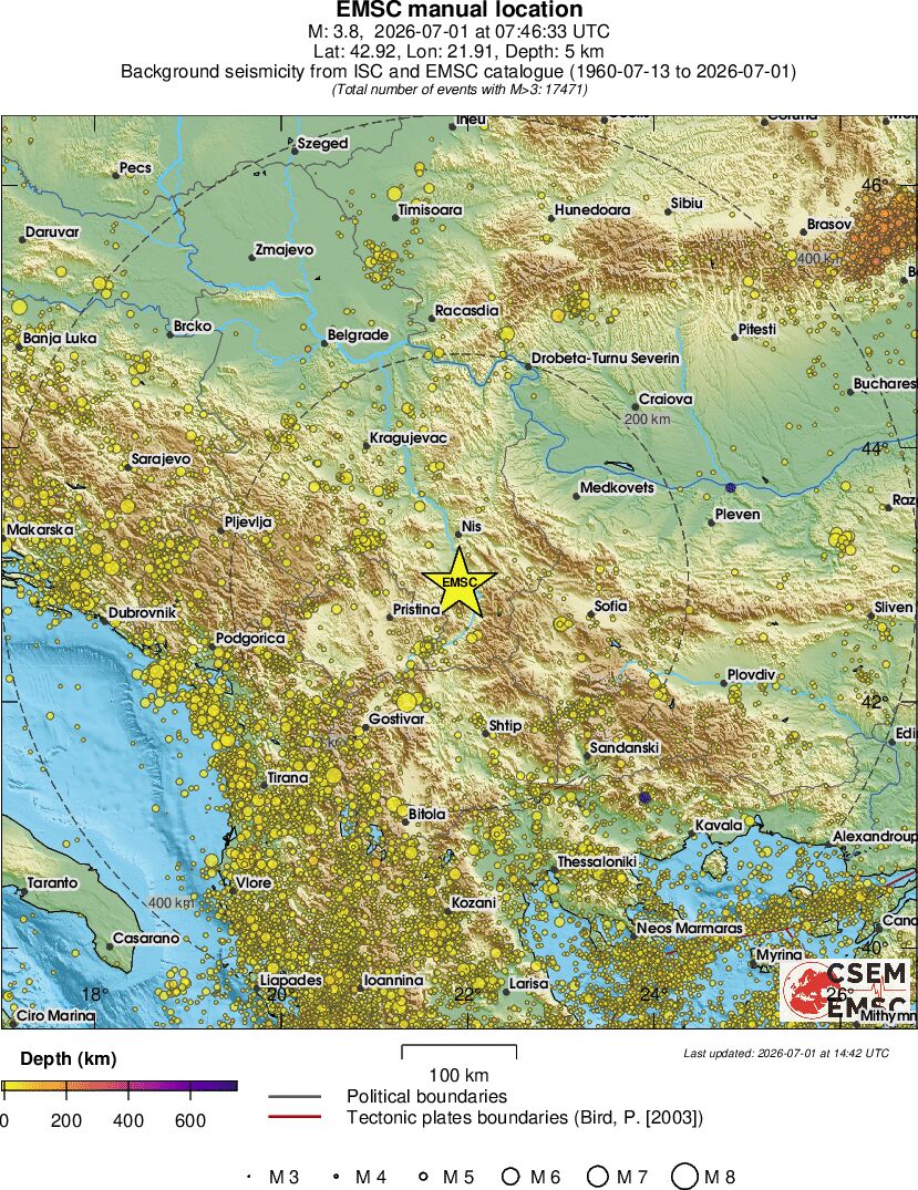 regional depth historical seismicity