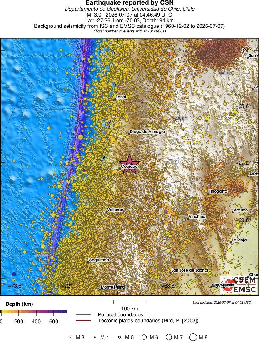 regional depth historical seismicity