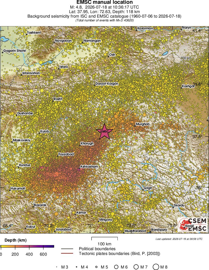 regional depth historical seismicity