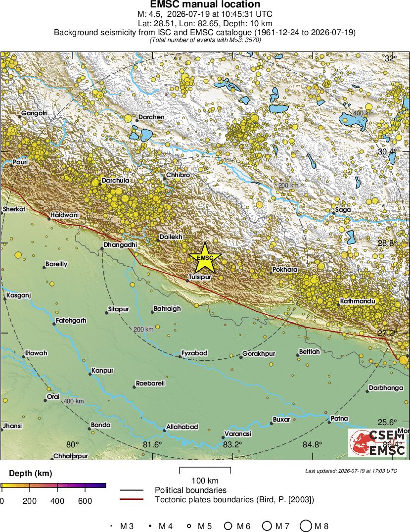 regional depth historical seismicity