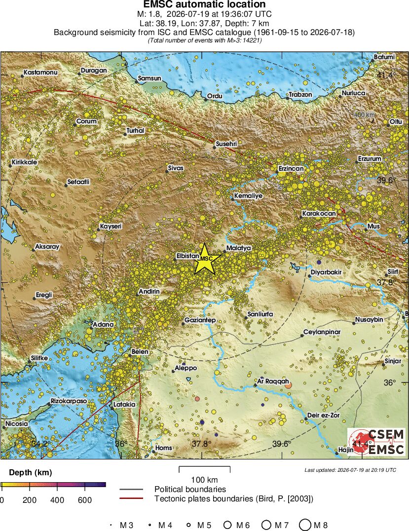 regional depth historical seismicity