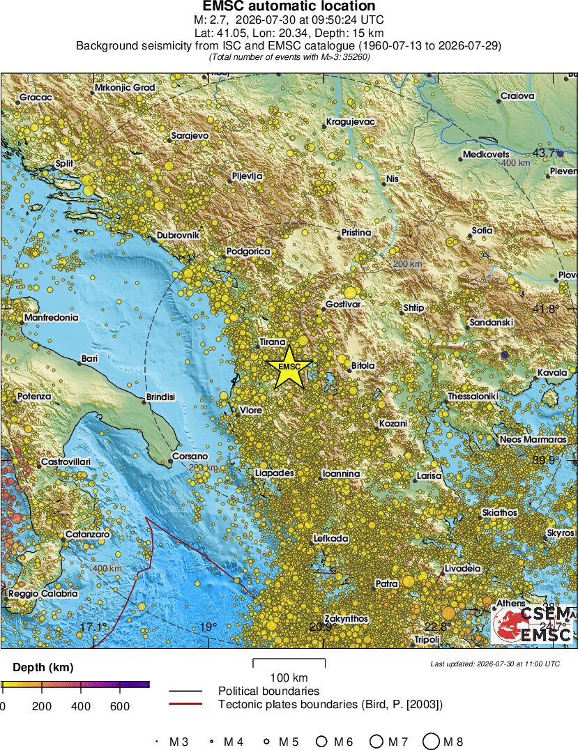 regional depth historical seismicity