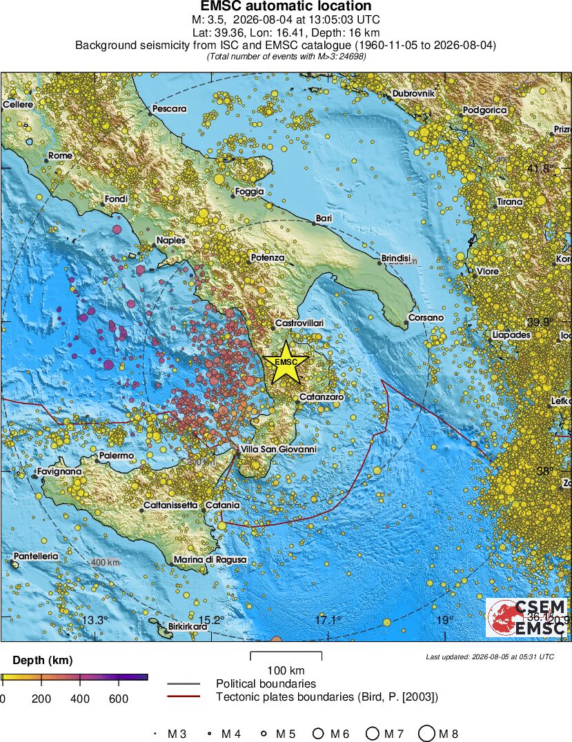 regional depth historical seismicity