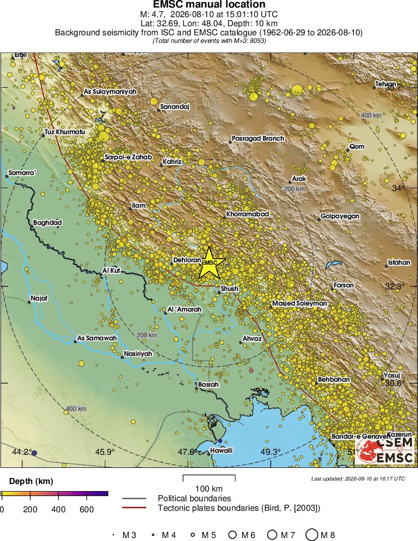 regional depth historical seismicity
