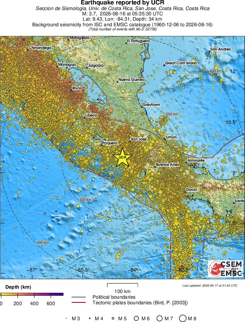 regional depth historical seismicity
