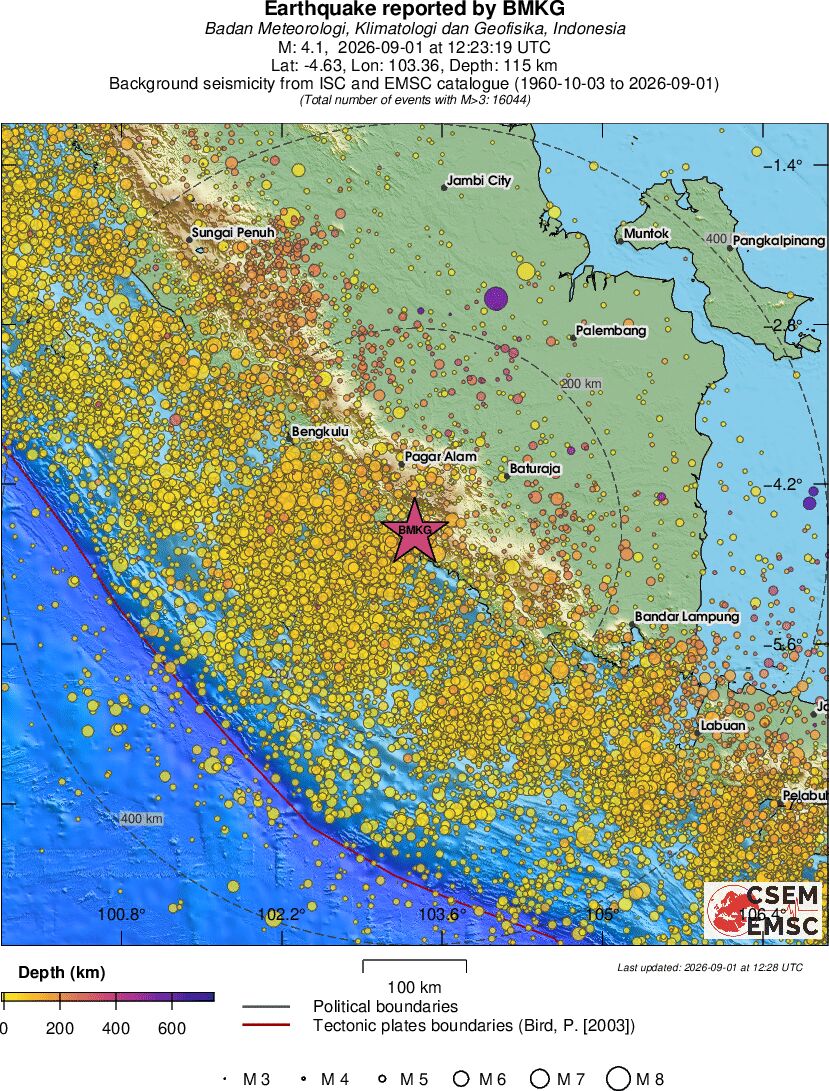 regional depth historical seismicity