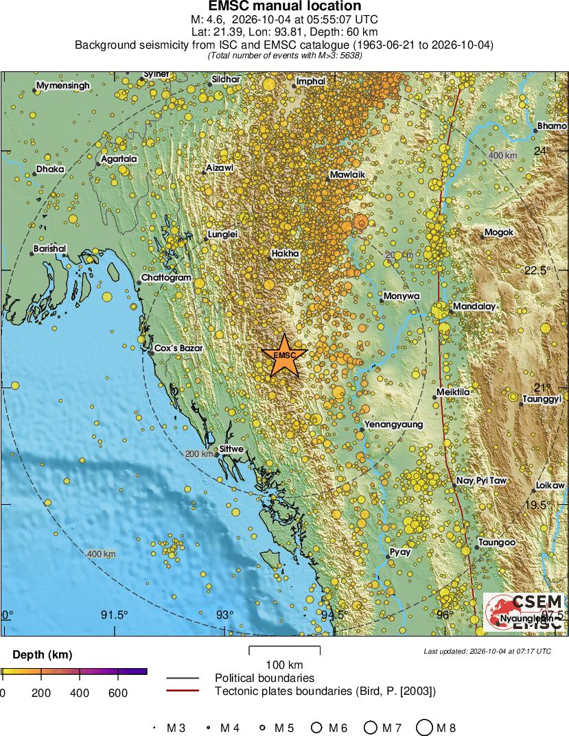 regional depth historical seismicity