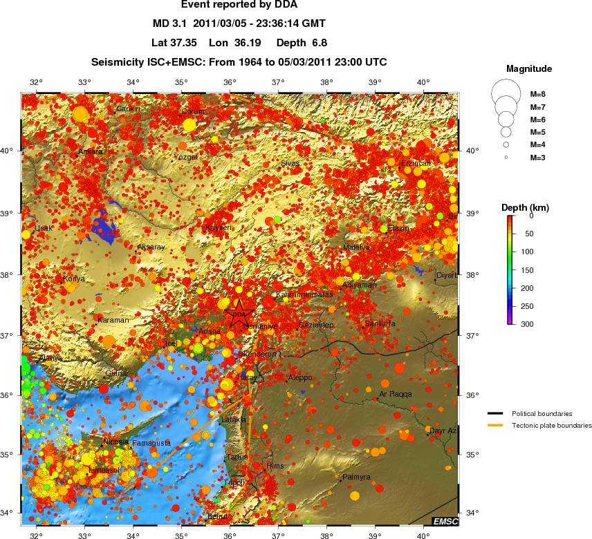 regional depth historical seismicity