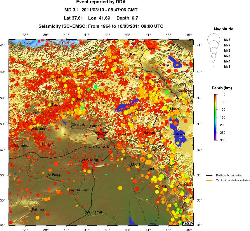 regional depth historical seismicity